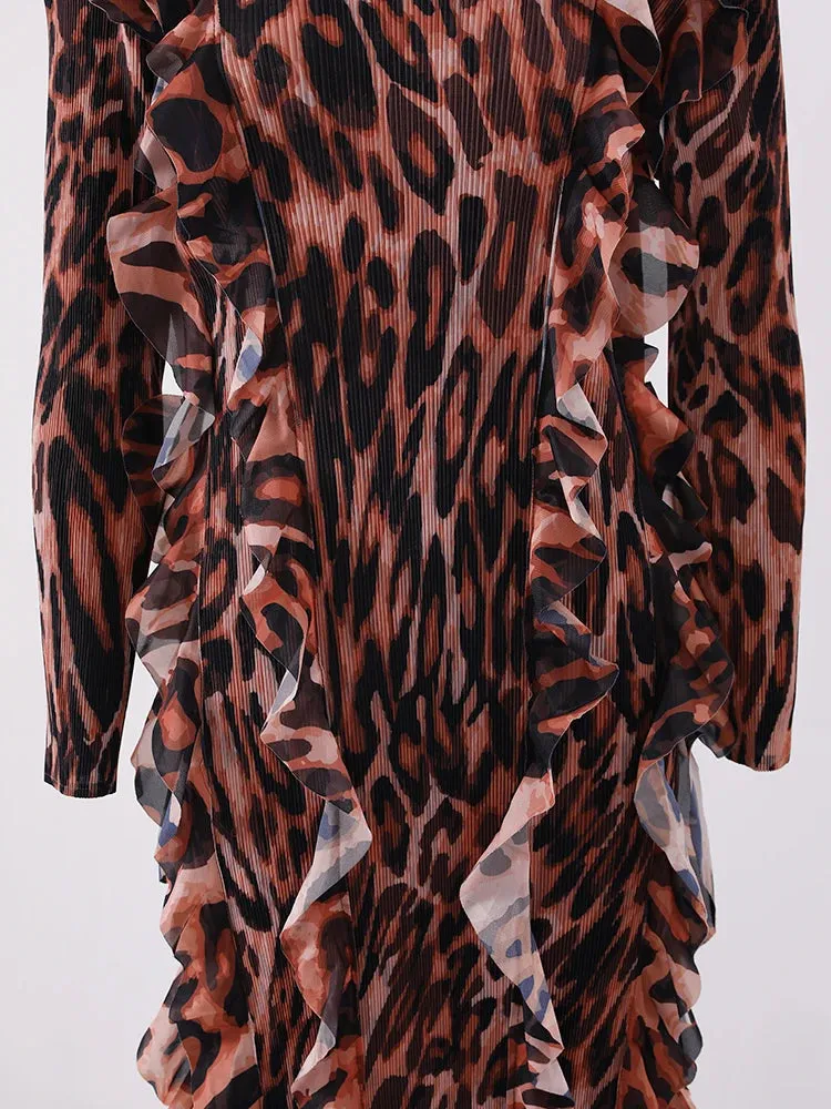 Pre Order:  Vintage Leopard Print Pleated Dress