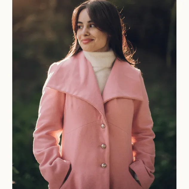 Priscilla Pink Wool Trench Coat Women