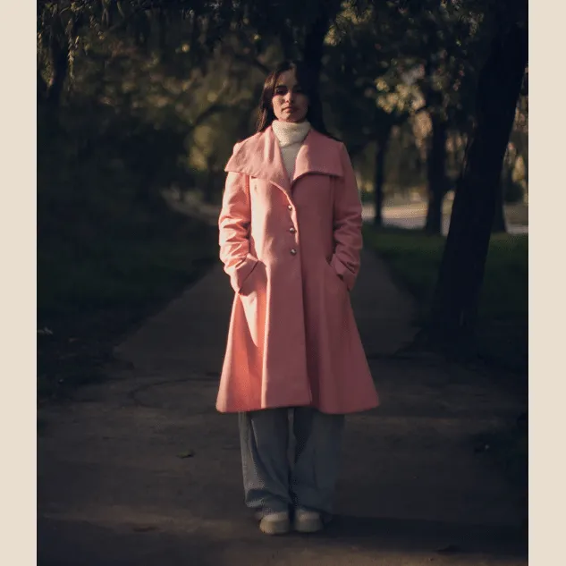 Priscilla Pink Wool Trench Coat Women