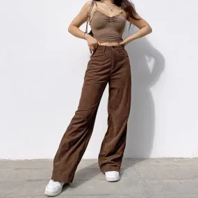 Purpdrank - Sweetown Corduroy Y2K Joggers Women Cargo Pants 90s Streetwear Caramel Brown Low Waist E Girl Aesthetic Straight Trousers Female