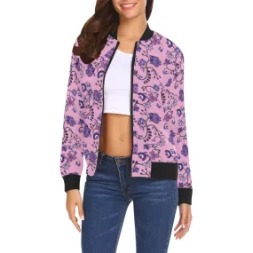 Purple Floral Amour Bomber Jacket for Women