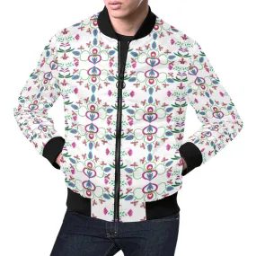 Quilled Divine White Bomber Jacket for Men