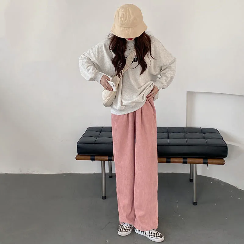 "imagine" Outfit-Set: Sweater With Lettering   Wide-Leg Corduroy Pants