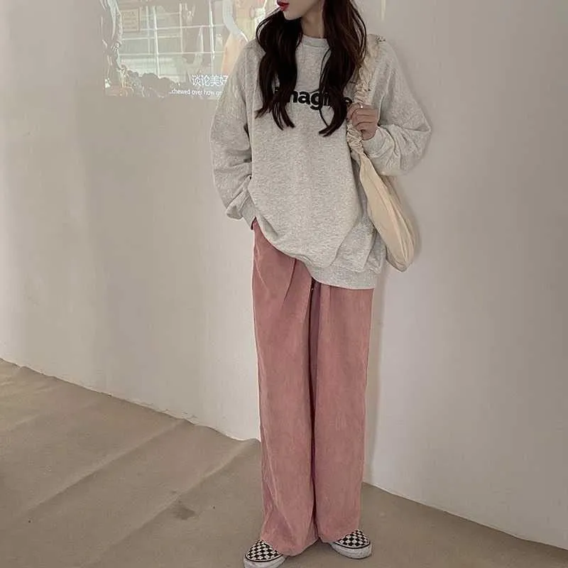 "imagine" Outfit-Set: Sweater With Lettering   Wide-Leg Corduroy Pants