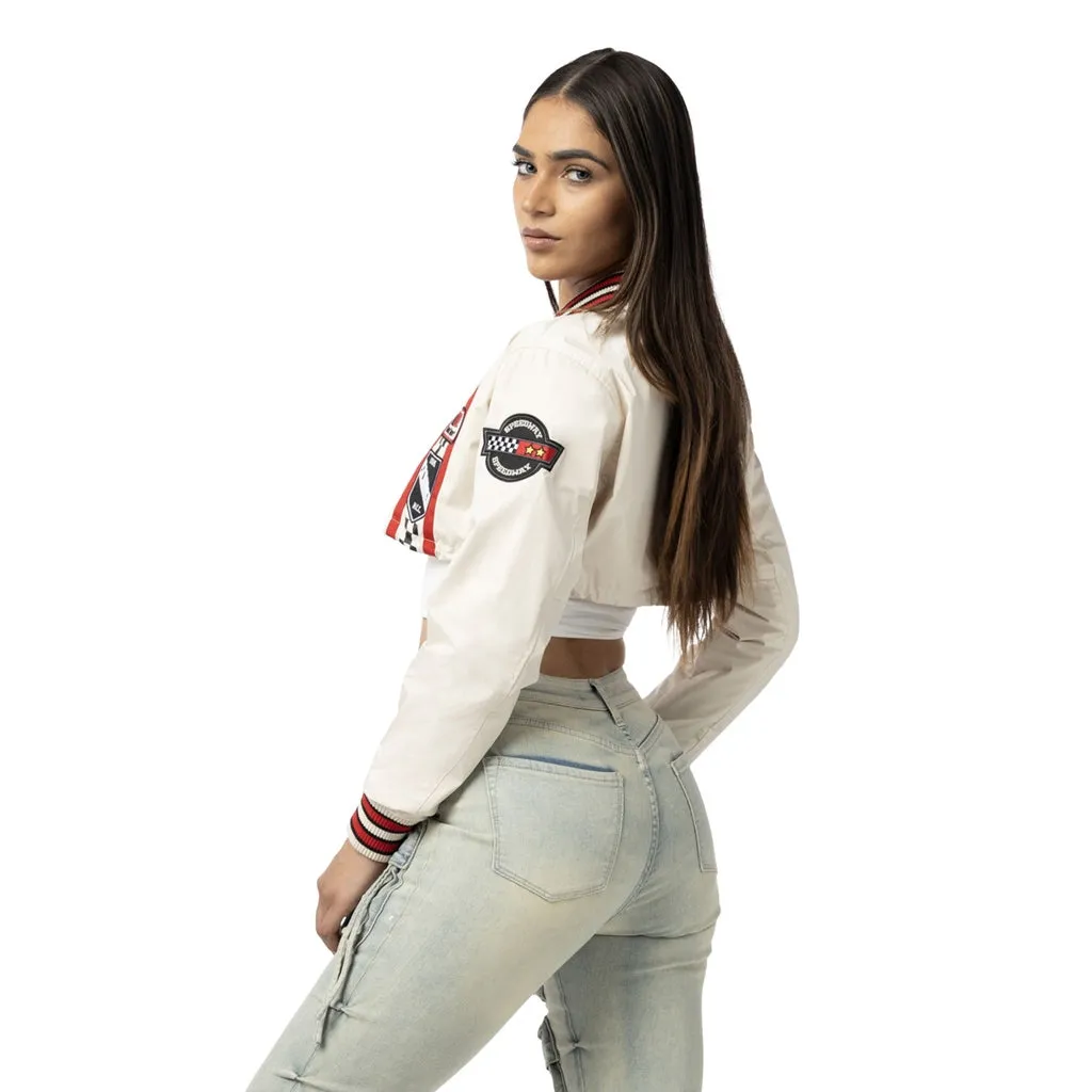 Racing Cropped Jacket - Oatmeal