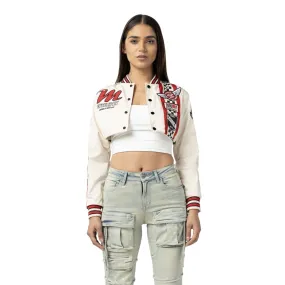 Racing Cropped Jacket - Oatmeal