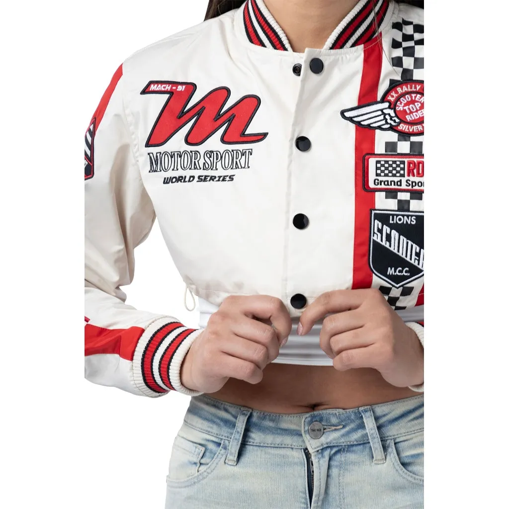 Racing Cropped Jacket - Oatmeal