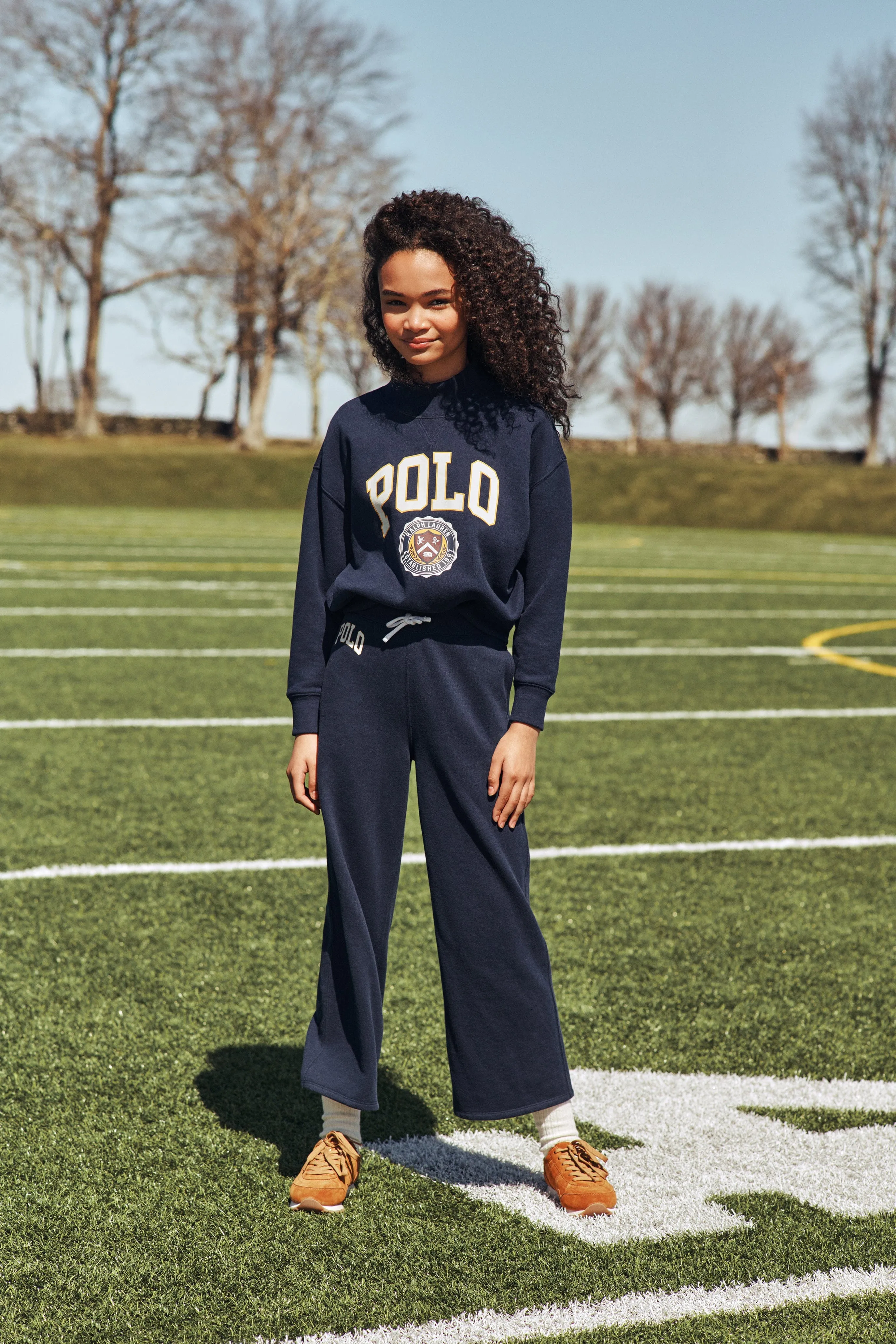 Ralph Lauren Girls Varsity Polo Sweatshirt in Navy