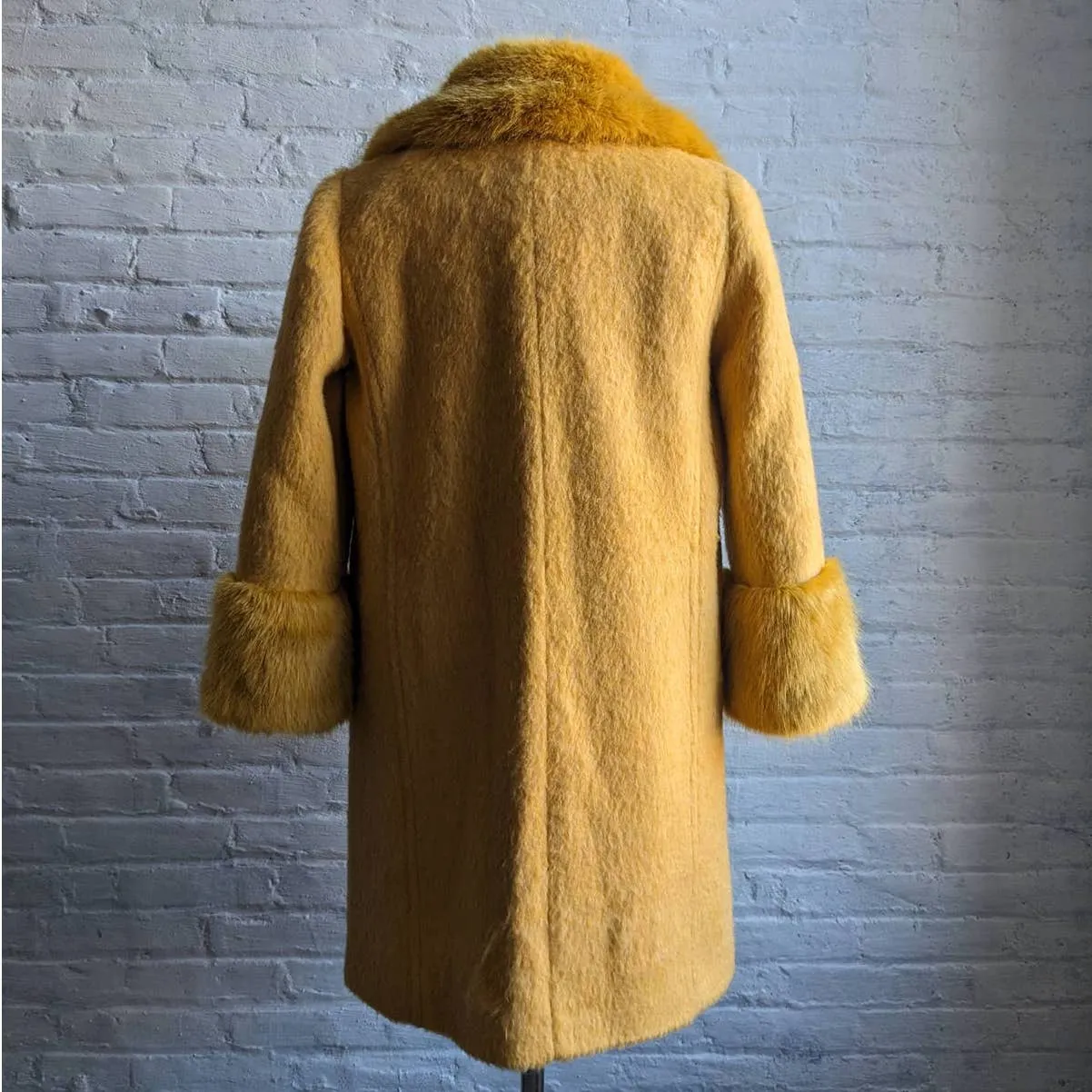 Retro 70s style Groovy Yellow Wool Yellow Penny Lane Jacket Shag Trench Coat