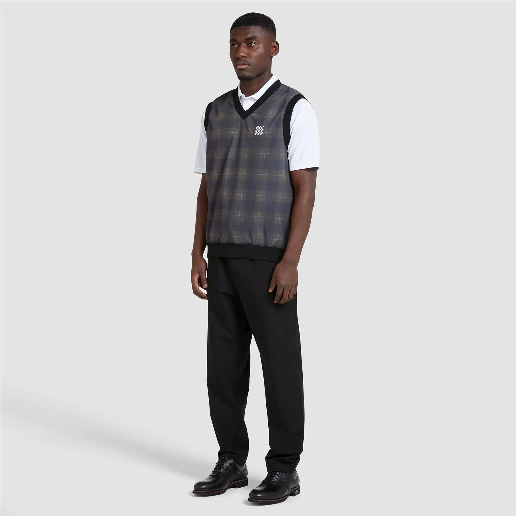 Reversible Legacy V-Neck Gilet Black Check - 2024