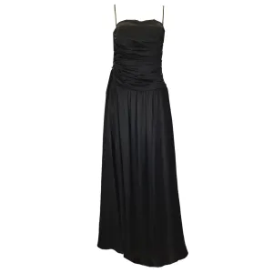 Rochas Black Long Silk Satin Bustier Dress