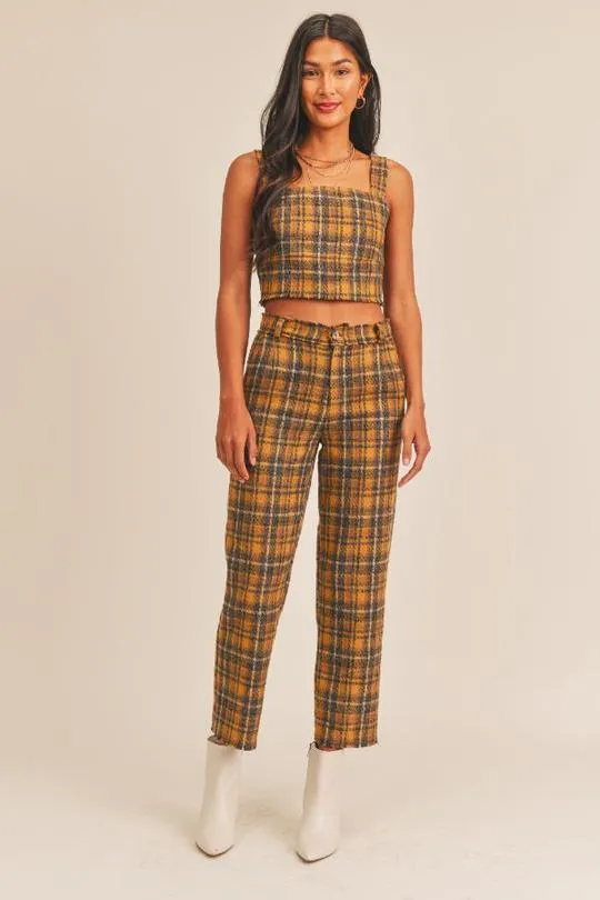 Sage The Label Kara Plaid Bustier top - Marigold