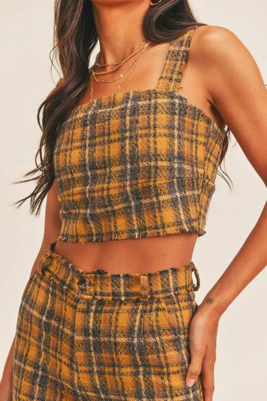 Sage The Label Kara Plaid Bustier top - Marigold