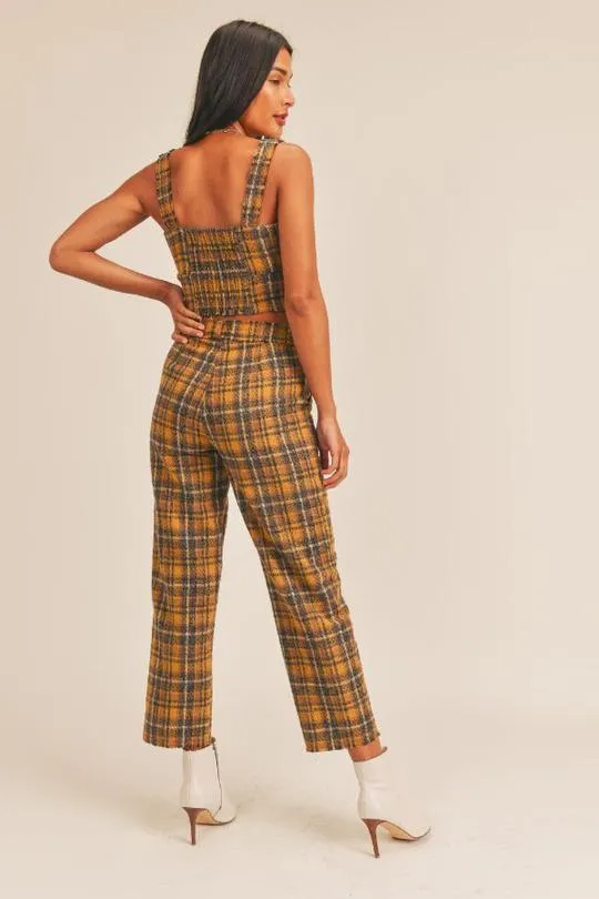 Sage The Label Kara Plaid Bustier top - Marigold