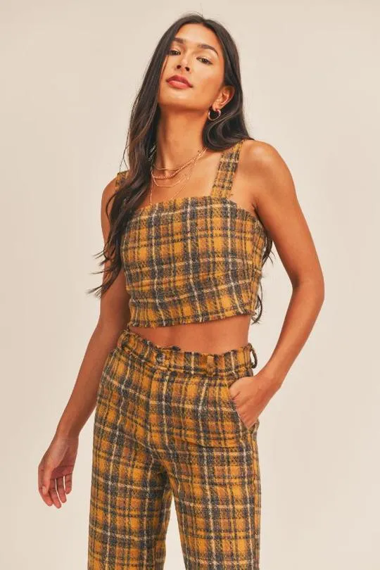 Sage The Label Kara Plaid Bustier top - Marigold