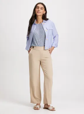 Short Linen-Blend Shacket & Wide-Leg Crepe Pants