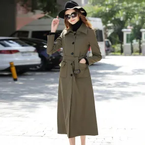 Single Breasted Belted Long Trench Coat