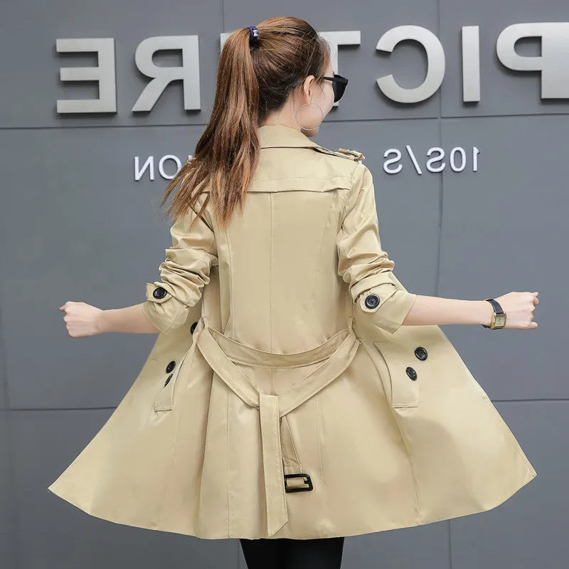 Slim Women Trench Coat Plus Size Mid-length