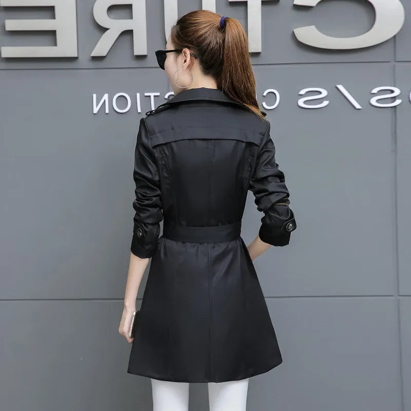 Slim Women Trench Coat Plus Size Mid-length