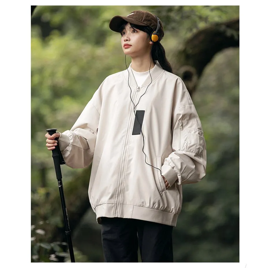 Solid Color Napoleon Pocket Water-Resistant Bomber Jacket