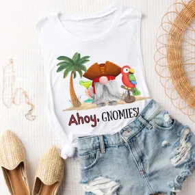 Summer Ahoy, Gnomies Muscle Tank, Perfect for a Summer Trip or Cruise! Low-Cut Armholes, Relaxed Tank