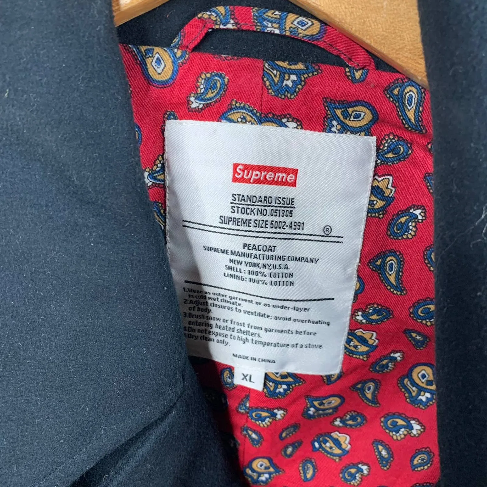 Supreme Paisley Lined Peacoat