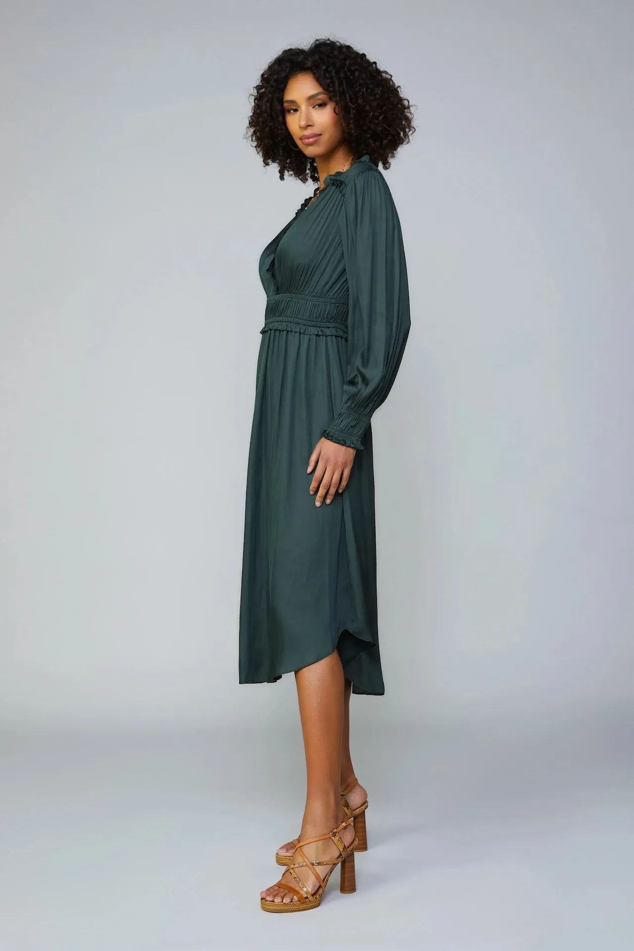 Surplice Bodice Green Midi Dress