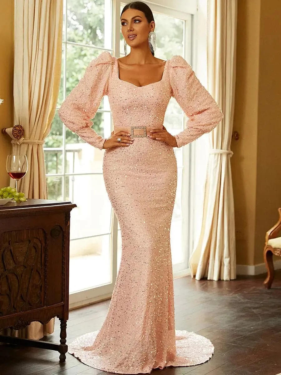 Sweetheart Neck Sequin Mermaid Evening Dress XH2144