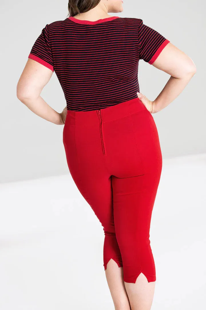 Tina Capris in red by Hell Bunny