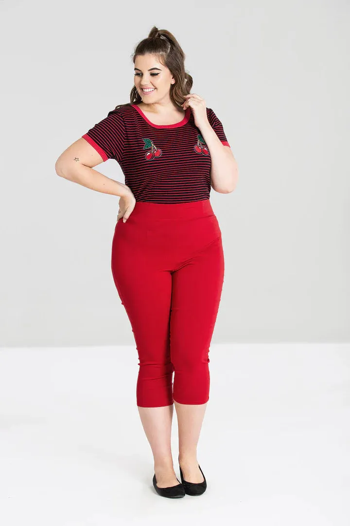 Tina Capris in red by Hell Bunny