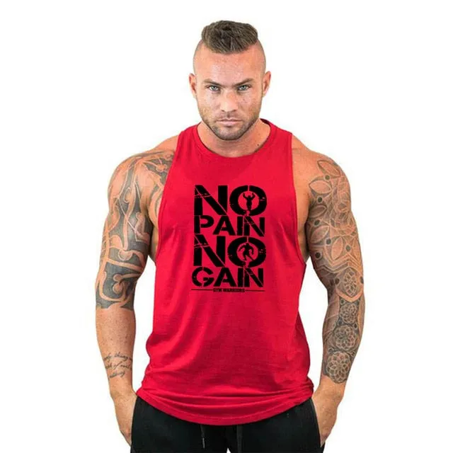 Trendy No Pain No Game Cotton Sleeveless Hooded Tank Top