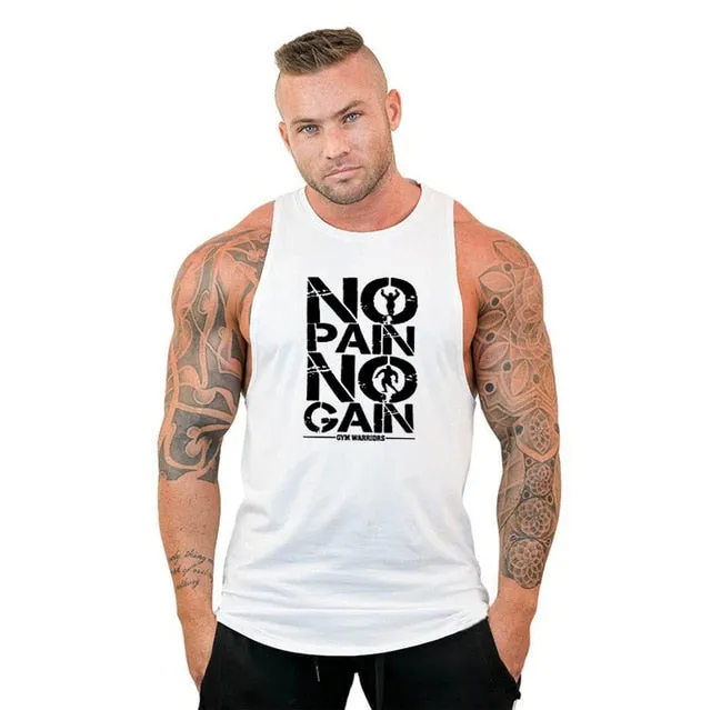 Trendy No Pain No Game Cotton Sleeveless Hooded Tank Top