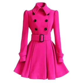 Trendy Solid Color Double-breasted Trench Coat