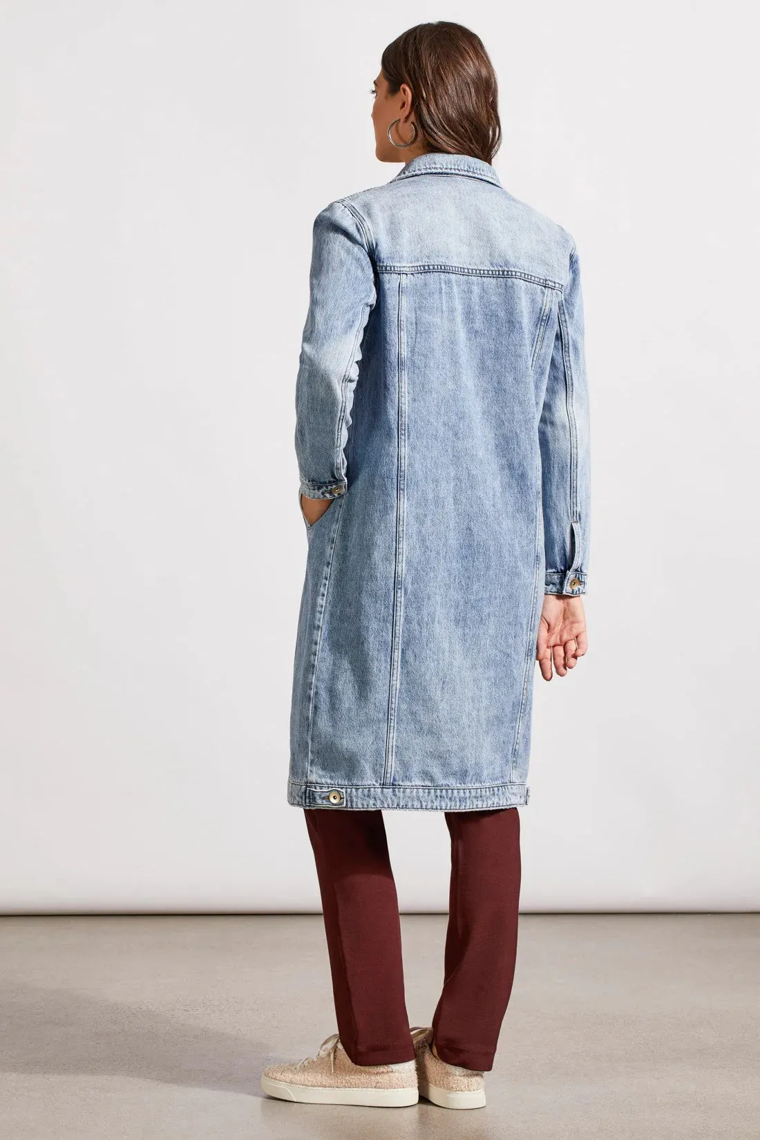 Tribal Pocketed Denim Duster Jacket