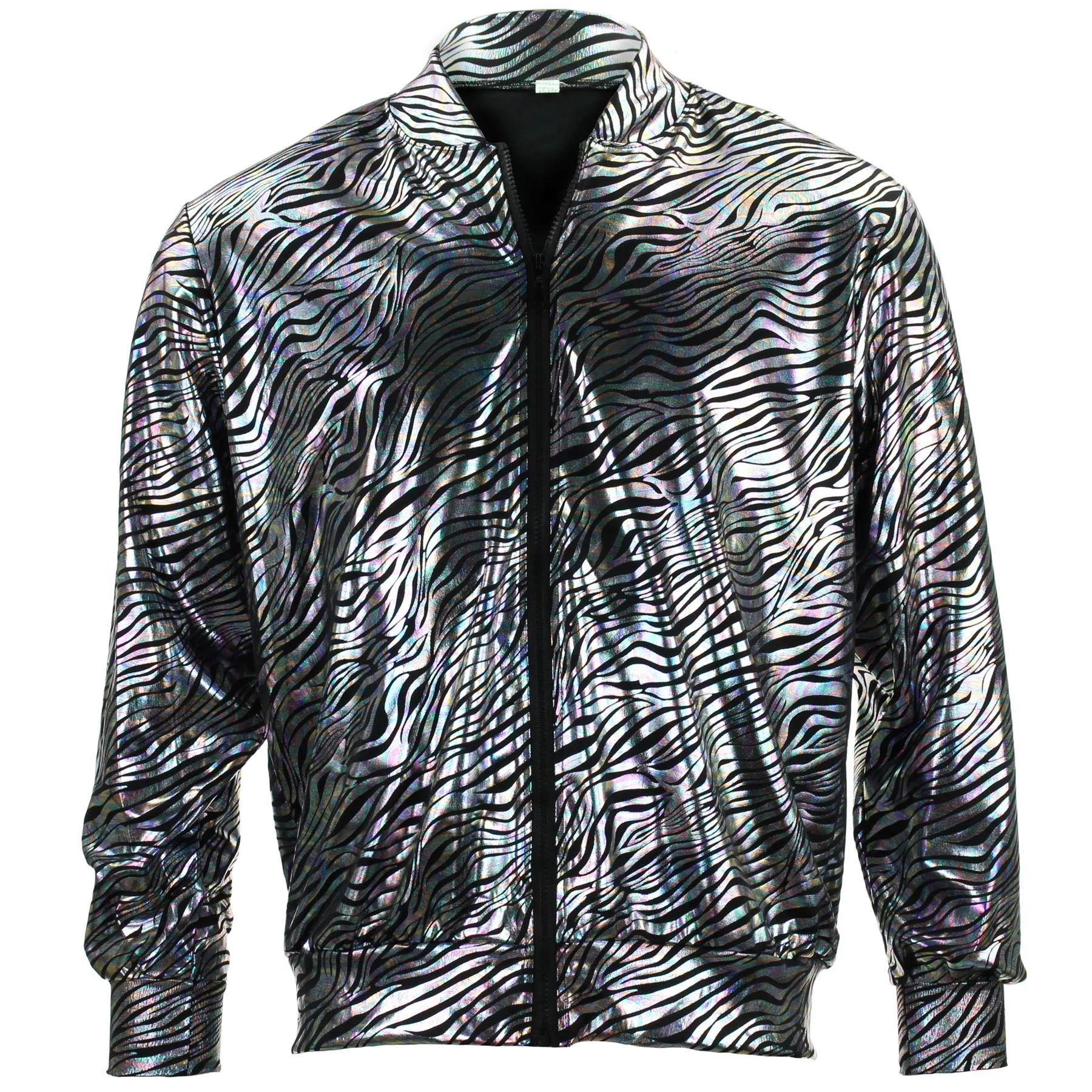 Unisex Shiny Bomber Jacket - Zebra