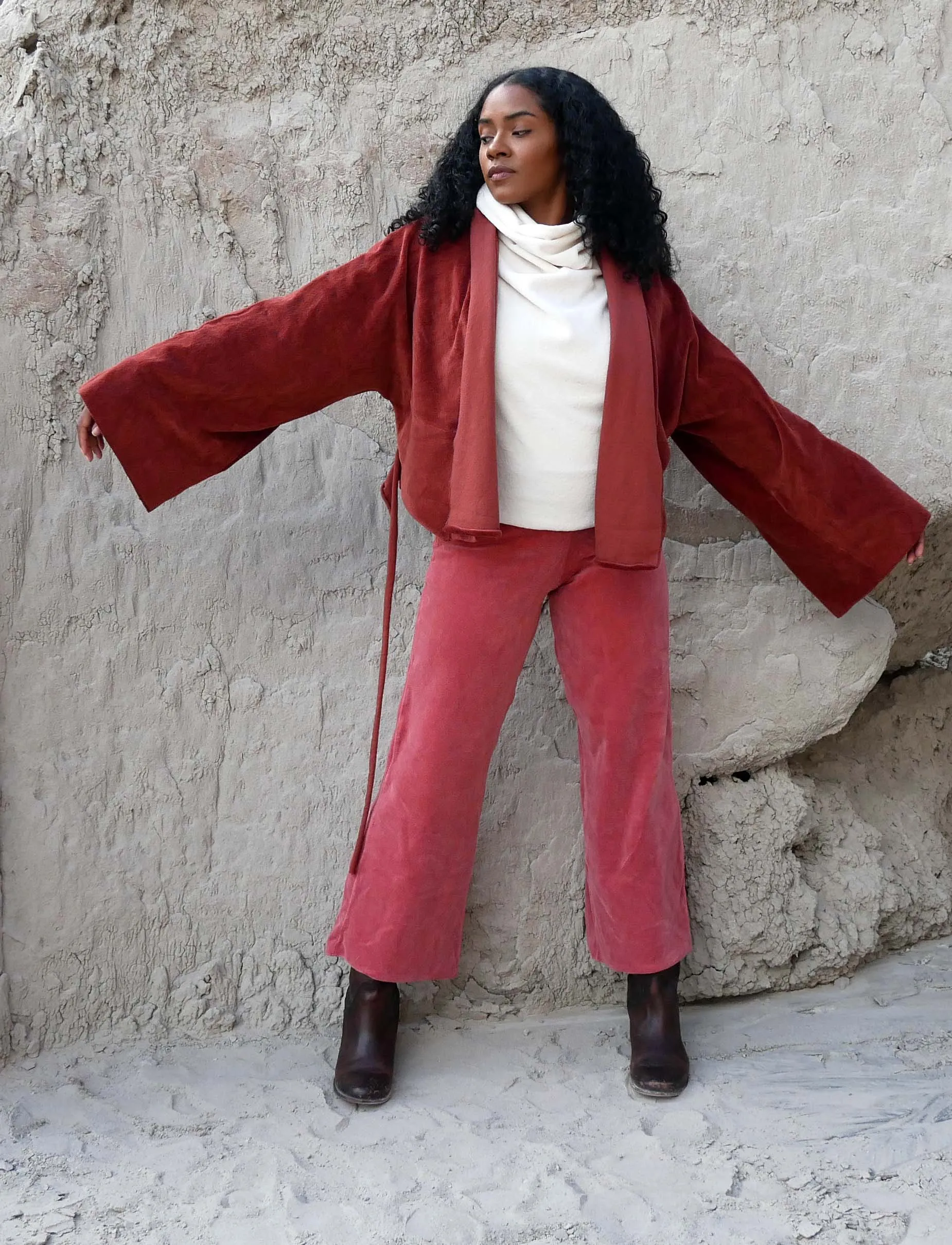 VELOUR Kimono Belted Cropped Jacket