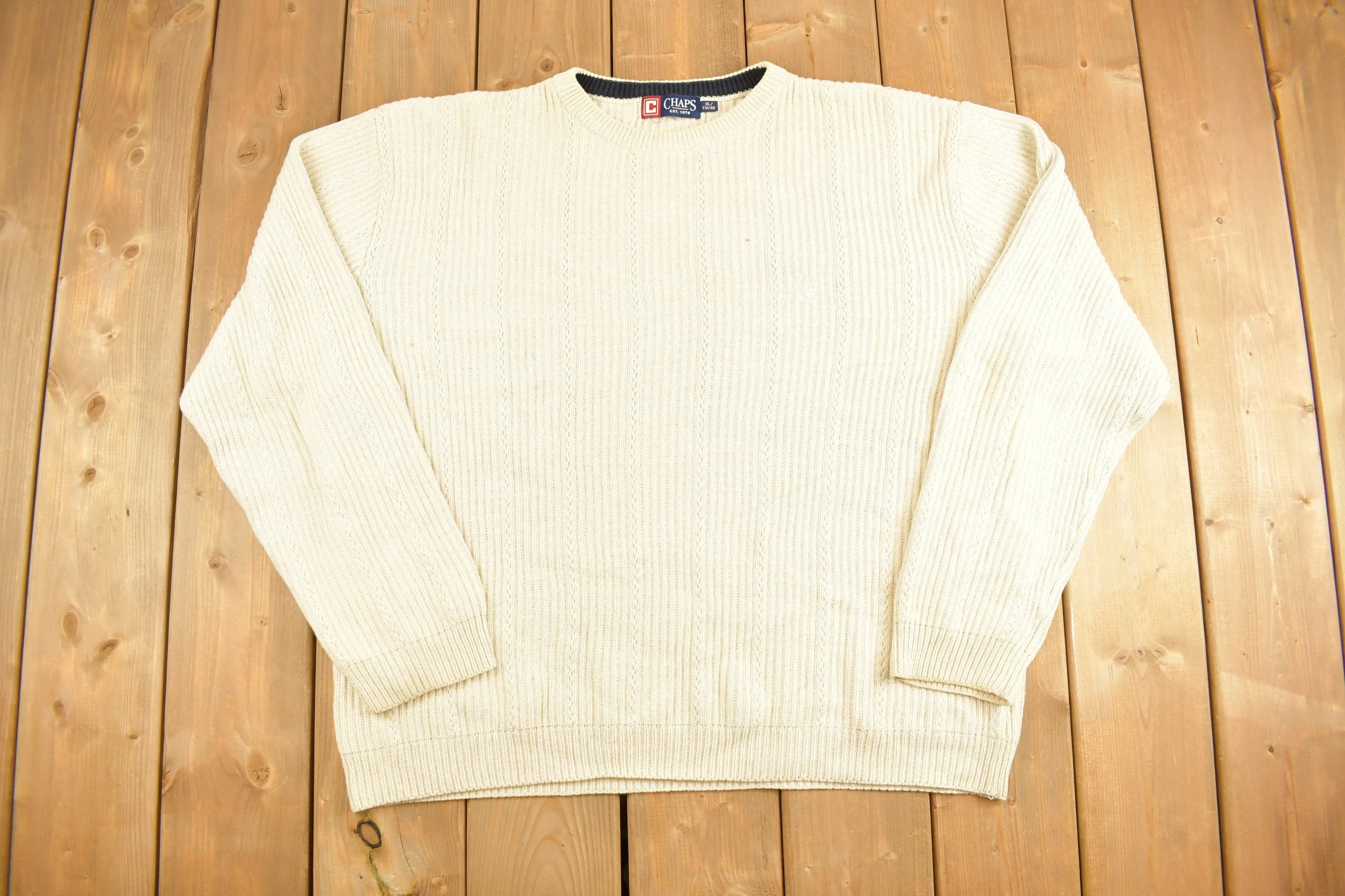 Vintage 1990s Chaps Ralph Lauren Beige Knitted Sweater