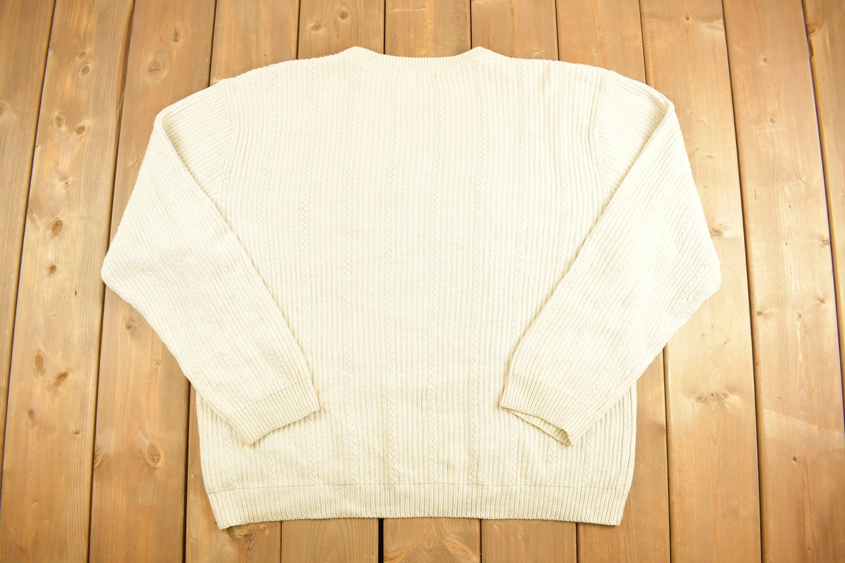 Vintage 1990s Chaps Ralph Lauren Beige Knitted Sweater