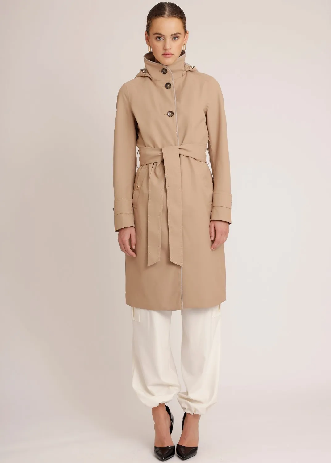 Waterproof Waistbelt RainCoat - Beige