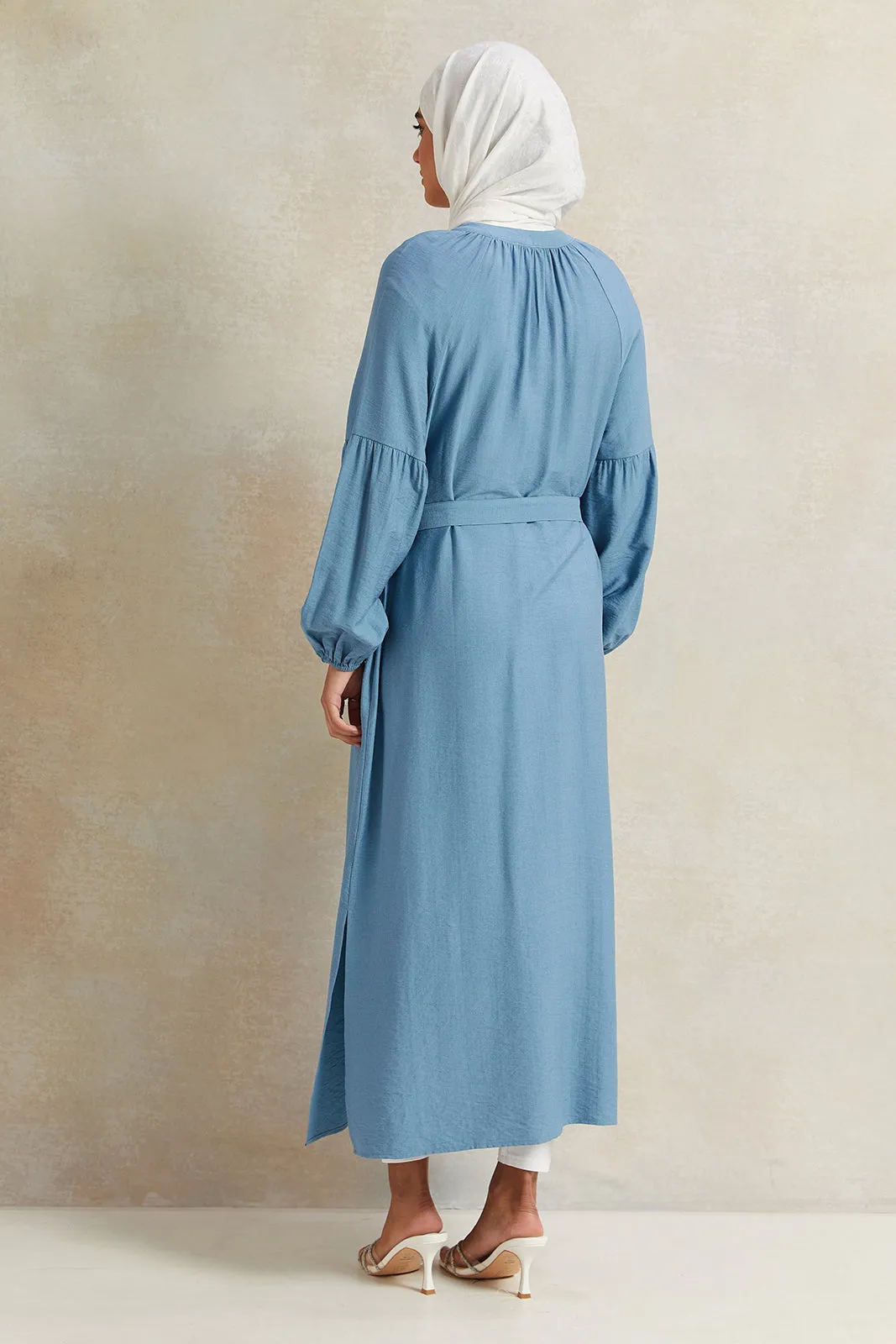 Women Blue Belted Dress