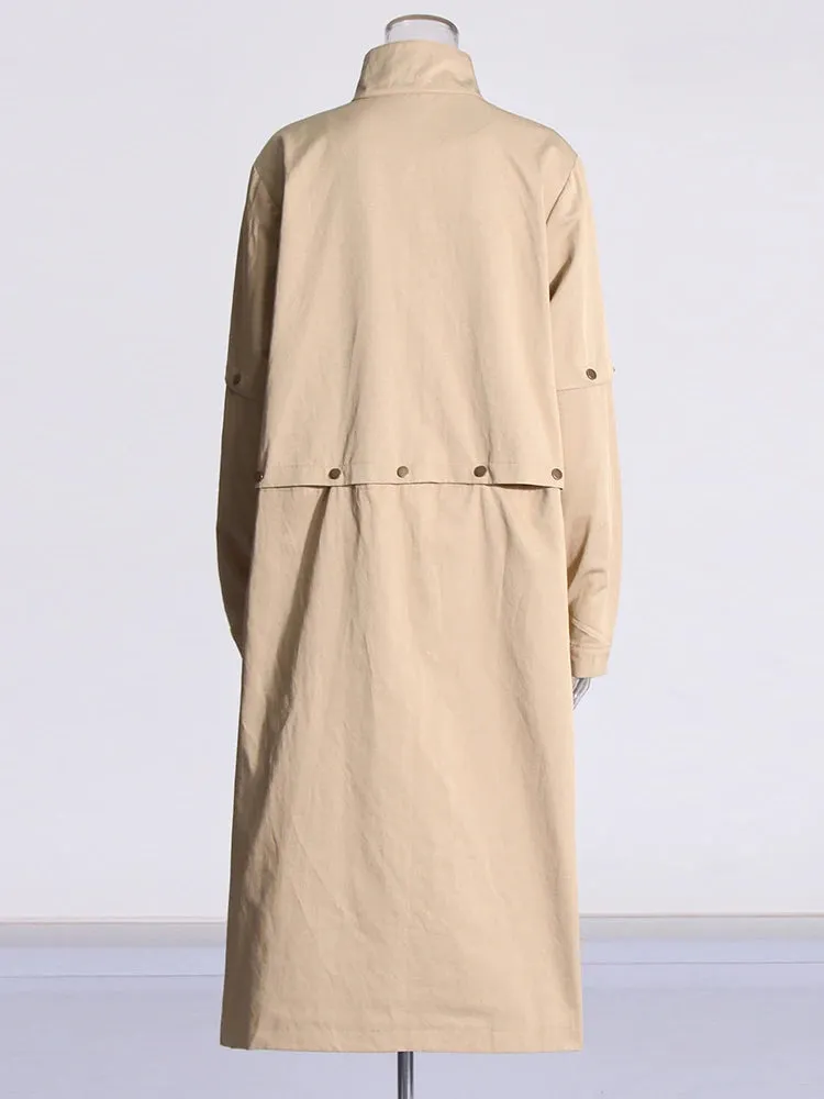 Women's Cargo Detachable Full-Length Trench Coat