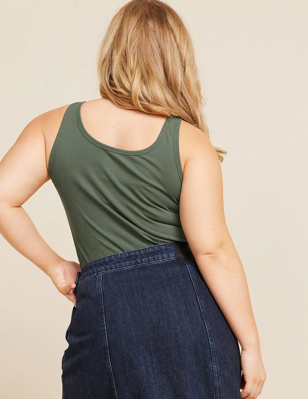 Women's Ribbed Tank Top - Moss