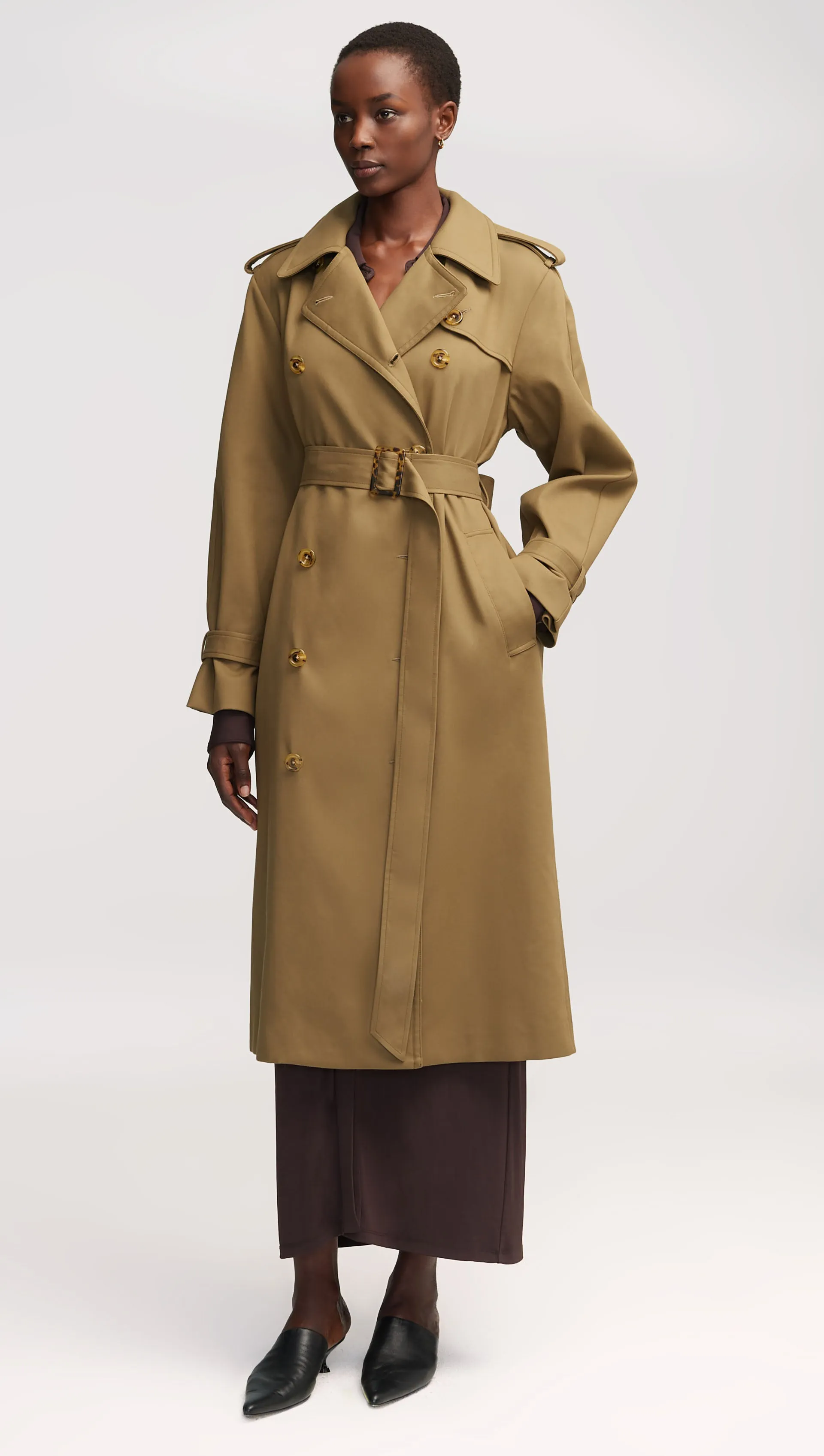 Work Trench in Cotton Twill | Khaki Green