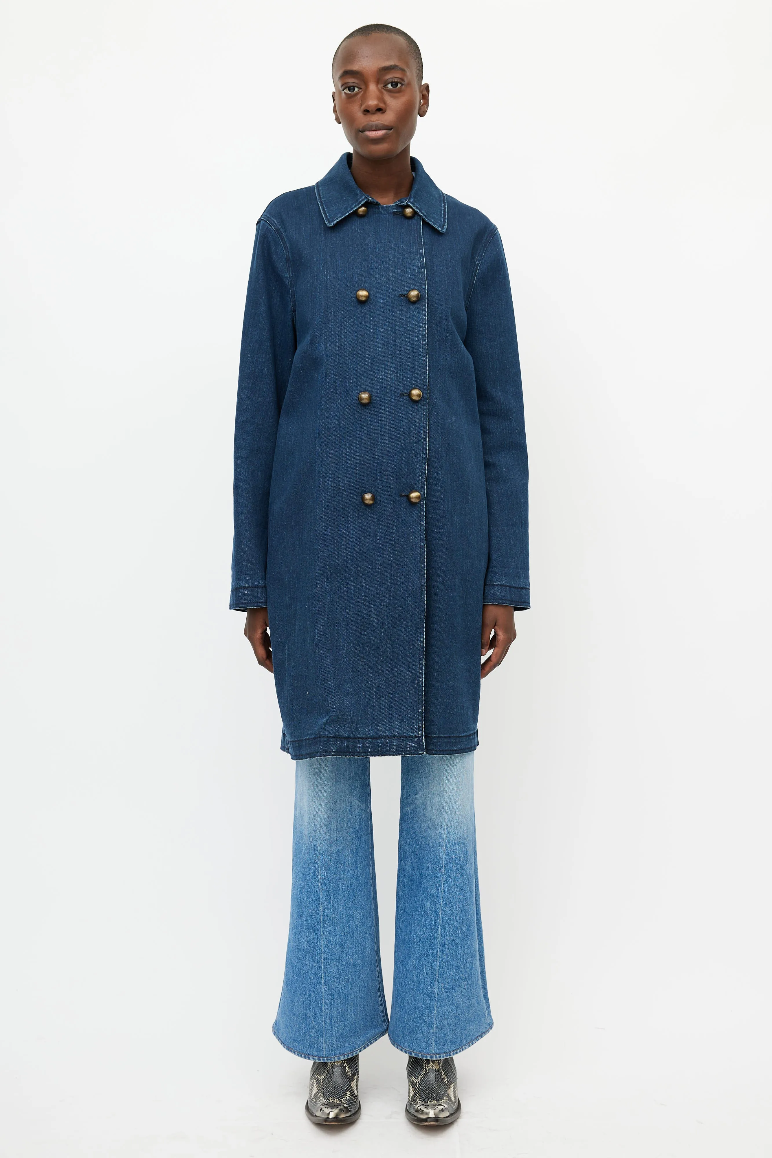 x Acne SS 2009 Blue Double Breasted Denim Trench Coat