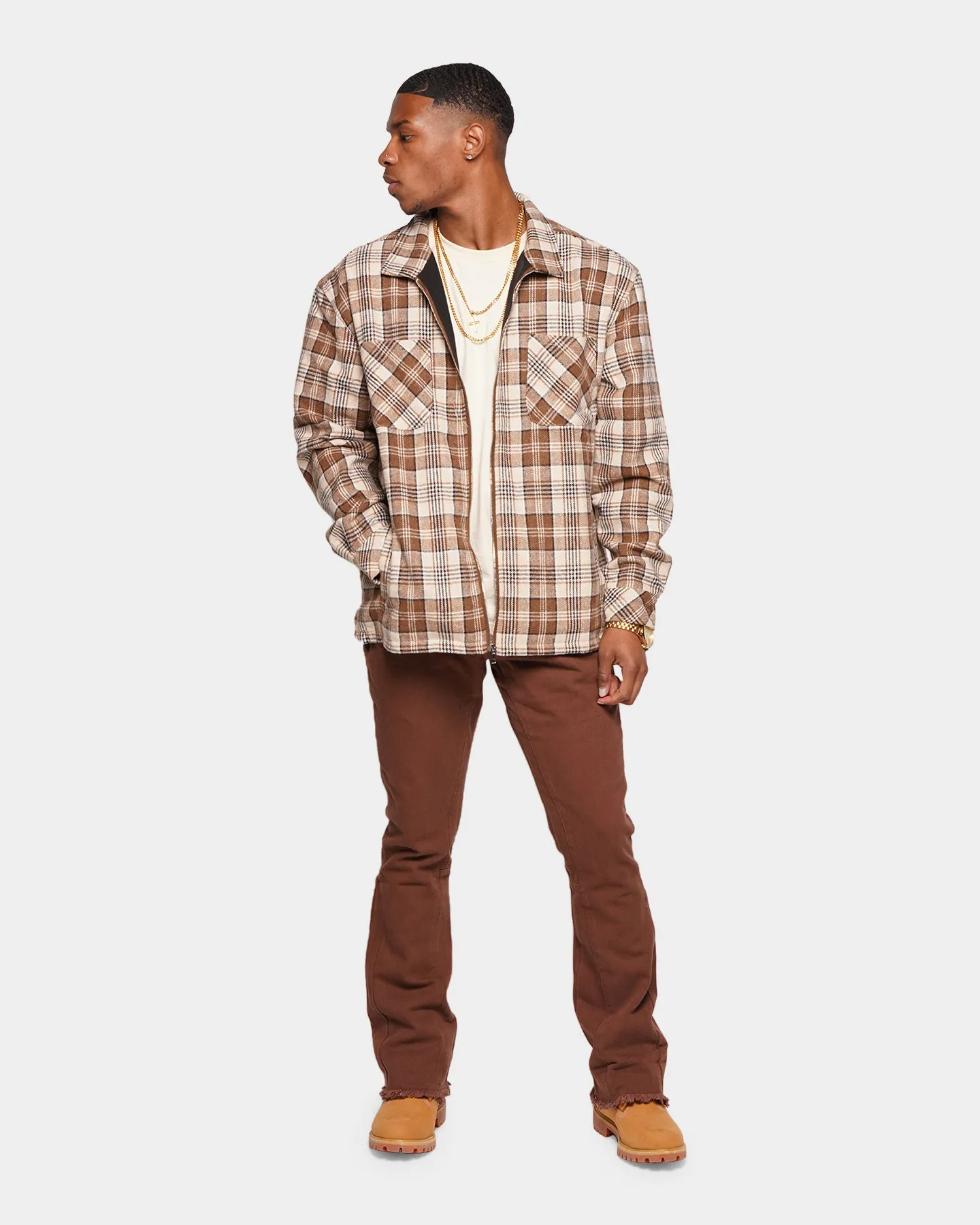 XXIII Soren Plaid Bomber Jacket Brown