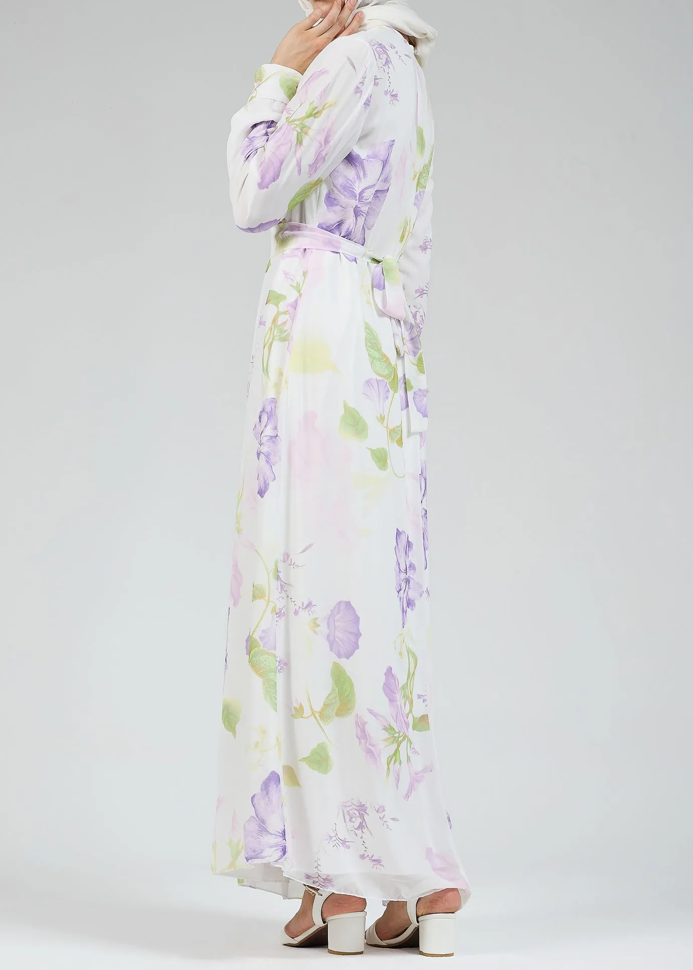 Yara Serena Floral Chiffon Maxi Dress with Lined Detail