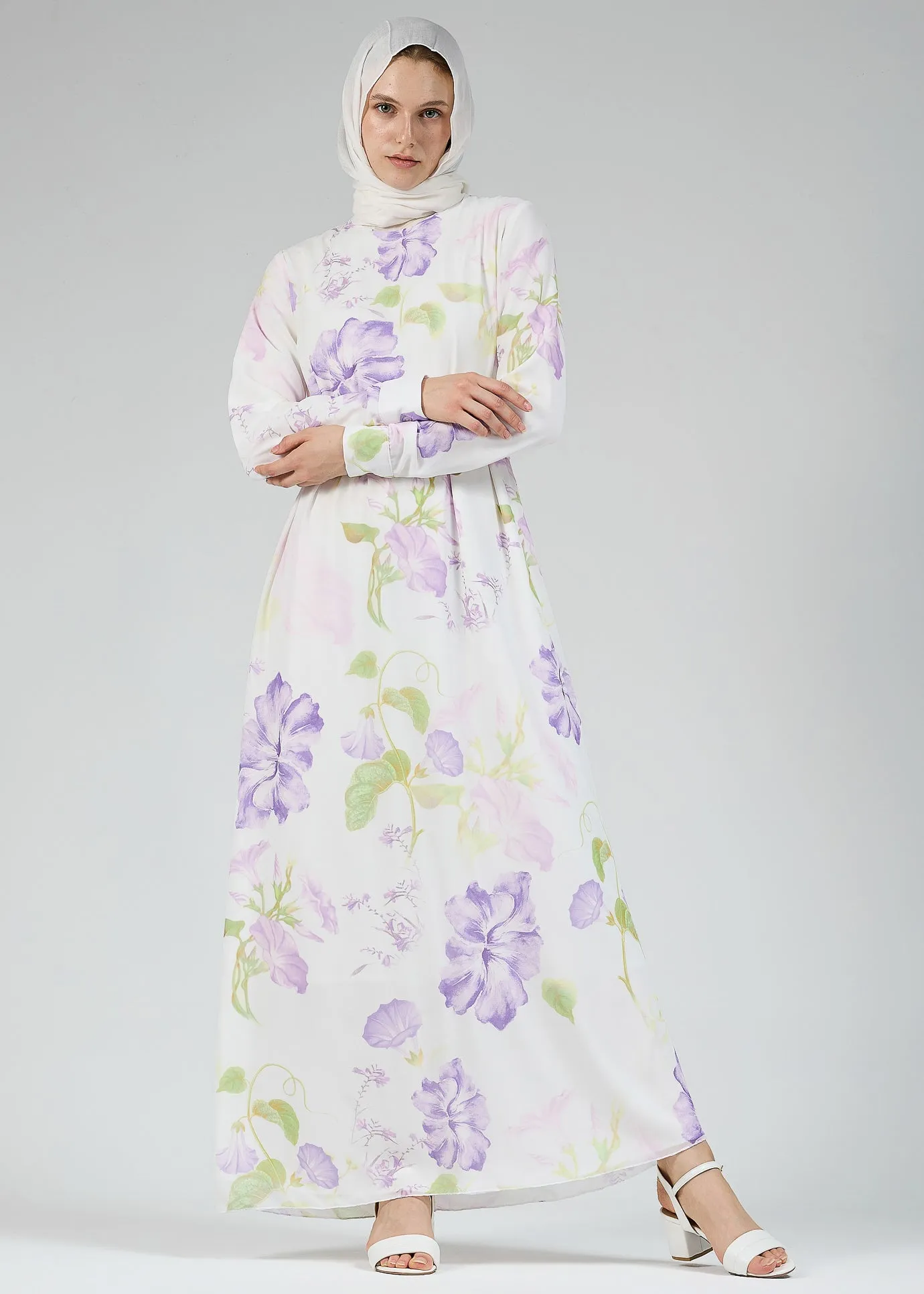 Yara Serena Floral Chiffon Maxi Dress with Lined Detail