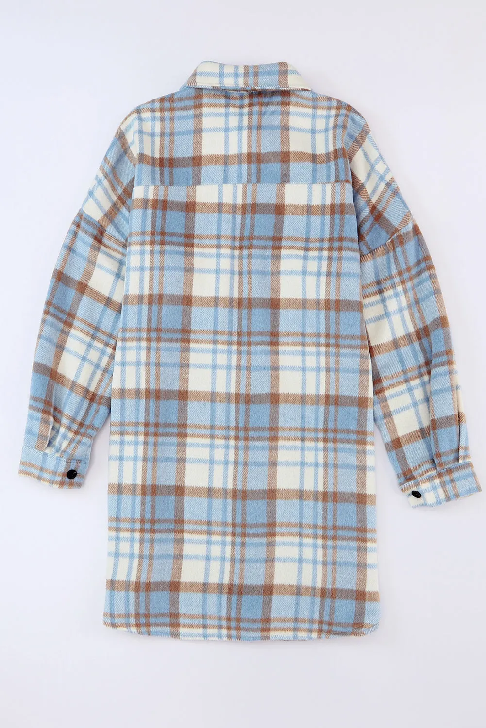 Yellow Plaid Print Flap Pocket Long Sleeve Shacket